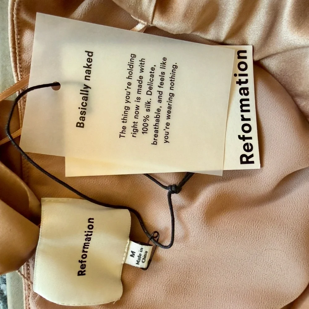 Reformation Satin Strapless Midi Dress in Rose Gold - Picture 6 of 9